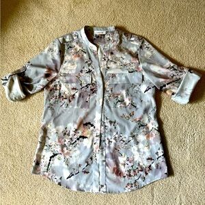 EUC Calvin Klein Sz S Cherry Blossom Blouse